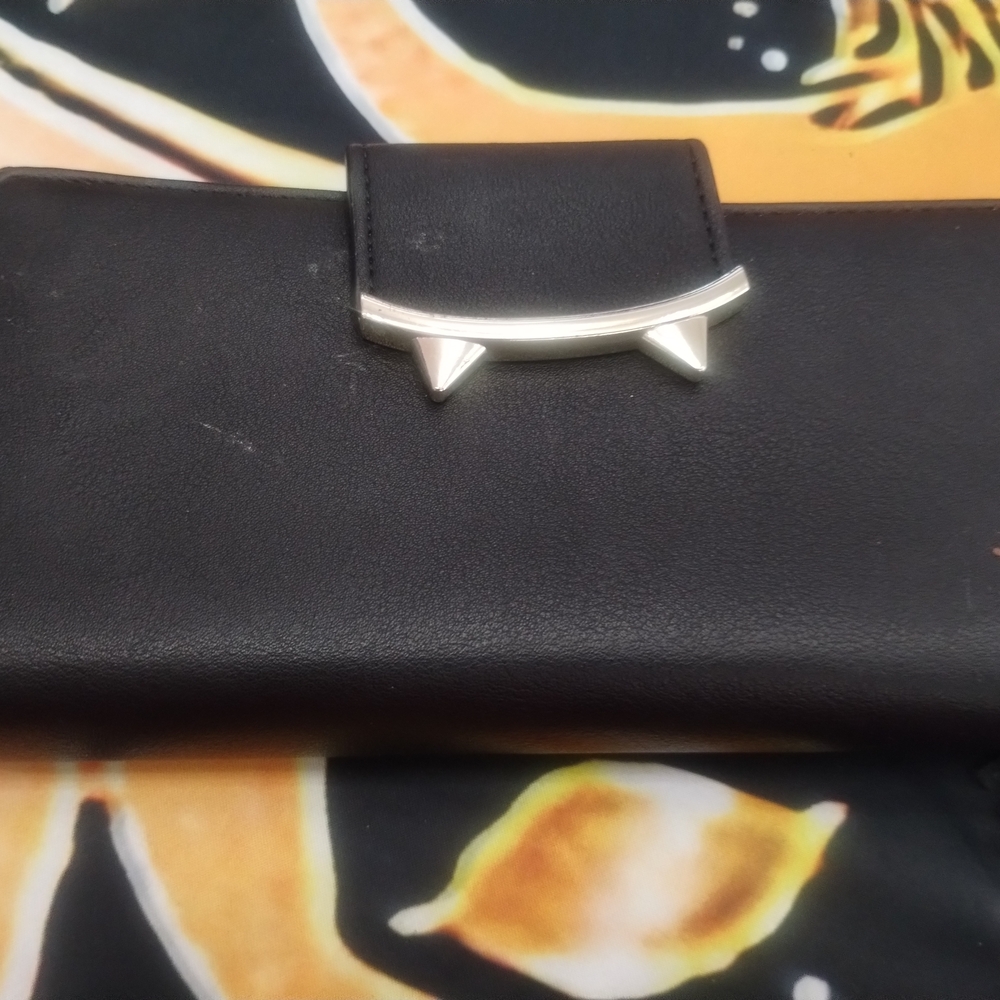 Black Wallet with Silver Accents